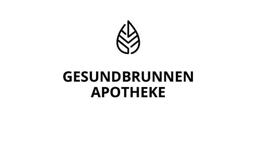 GesundbrunneApoteke_Logo Typografisches Logo von Gesundbrunnen Apotheke in weißer Schrift auf schwarzem Hintergrund